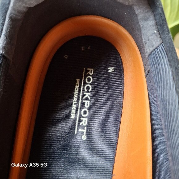 Rockport Women's 9XW Navy Blue Leather Sneakers Wide Fit Gold Glittery Comfort - Picture 9 of 14